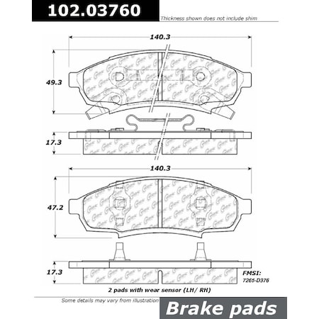 Centric Parts CTEK Metallic Pad, 102.03760 102.03760